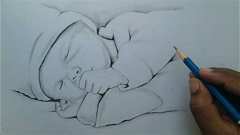 How to Draw Cute Baby Drawing Easy for Beginners / Sleeping Baby Sketch ...