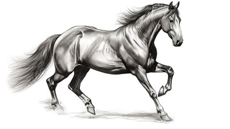 Pencil Drawing Of A Horse Is Shown Running Background, Horse Drawing ...