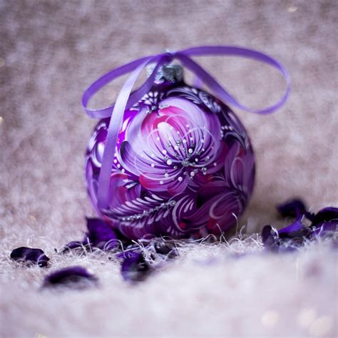 Purple Christmas Ornaments Floral Christmas Tree Baubles | Etsy