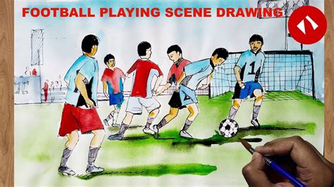 How To Draw Scenery of Playing Football easy step by step | Football ...