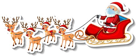 A sticker template with Santa Claus on sleigh and reindeers 3223036 ...