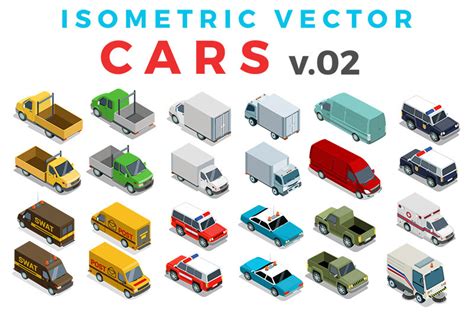 Vector Cars Isometric Flat style v.2 ~ Graphics ~ Creative Market