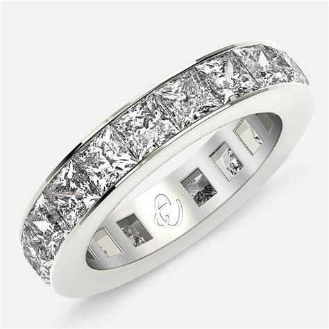 Eternity Ring with Channel Set Princess Cut Diamonds in Platinum