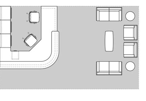 a drawing of a living room with couches and tables