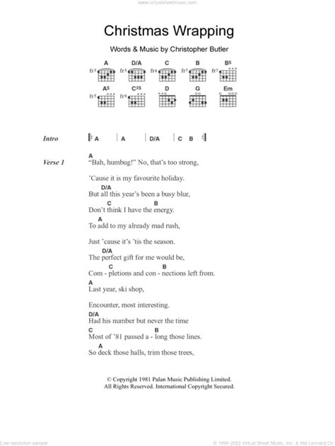 Christmas Wrapping sheet music for guitar (chords) (PDF)