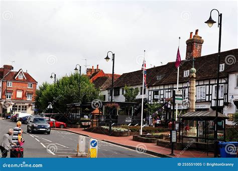 A Street in East Grinstead with Shops Cafes and Bus Stop. Editorial ...