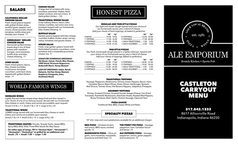 Ale Emporium menus in Greenwood, Indiana, United States