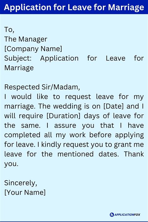 (9+ Samples) Leave Application for Own Marriage