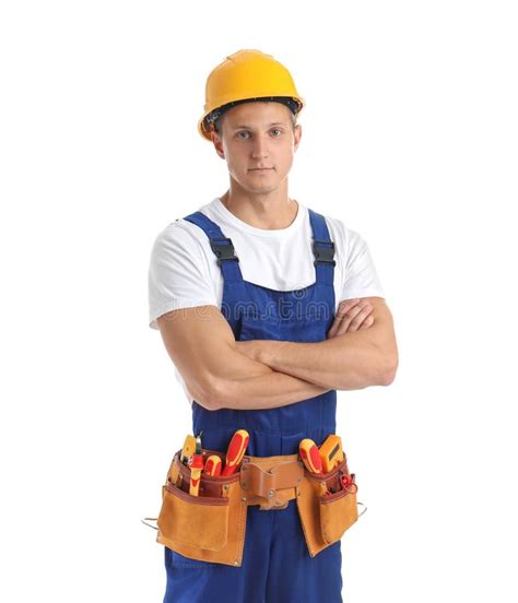 Electrician with Tools Wearing Uniform Stock Photo - Image of power ...