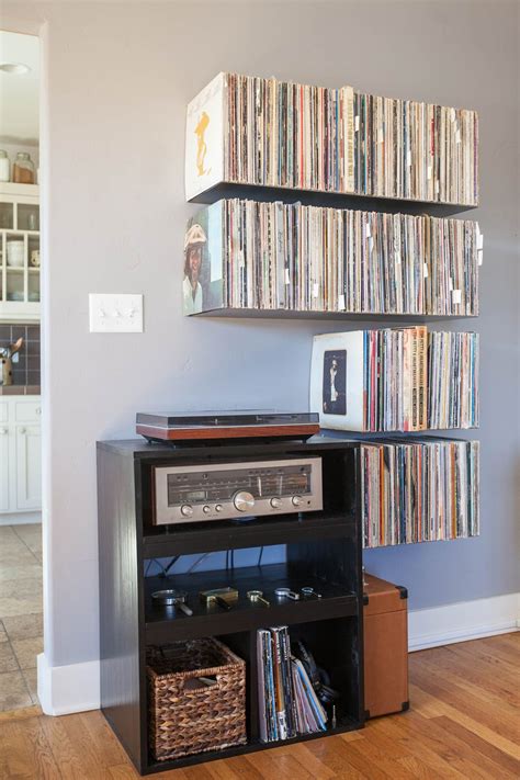 Custom metal floating record shelves. SUPER WANT. | Vinyl record shelf ...