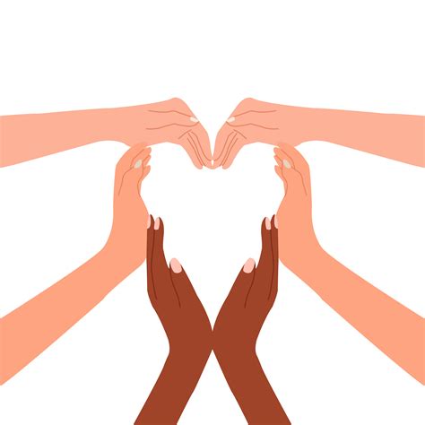 Multiracial hands together forming a heart 1185298 Vector Art at Vecteezy