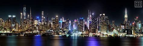 Panoramic Skyline of Midtown Manhattan at Night - NYC Photography - PROKOS