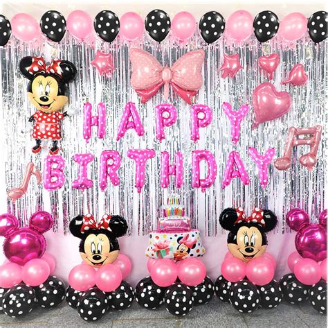 Minnie Theme Birthday Party Decorations Supplies Mouse Balloons Set ...