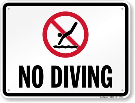 No Diving Signs | Diving Rules Signs