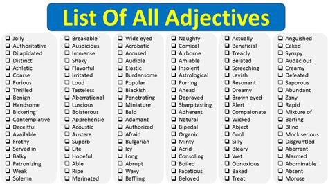 List Of Adjectives: A Huge List Of 1500 Adjective Examples, 43% OFF