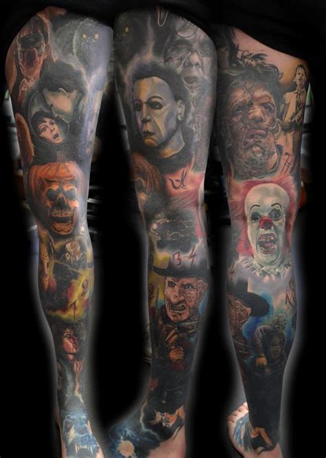 Horror Portrait Leg Sleeve Tattoo by Alan Aldred: TattooNOW