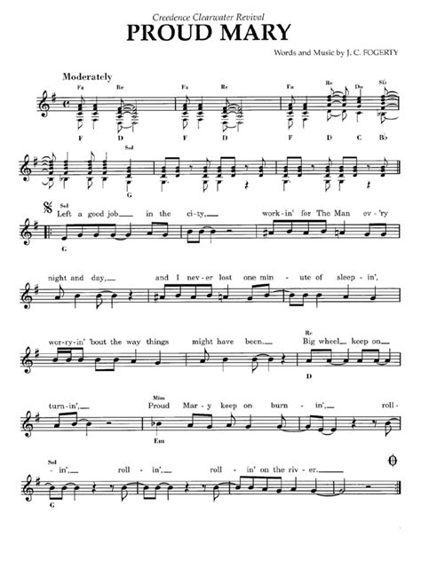 PROUD MARY Sheet music | Easy Sheet Music