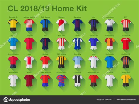 Illustration European Football Soccer Club Jerseys Names Stock Vector ...