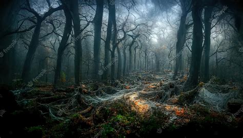 Premium Photo | Realistic haunted forest spooky landscape at night ...