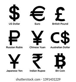 Currency Symbol Icons Set Collection Currency Stock Vector (Royalty ...