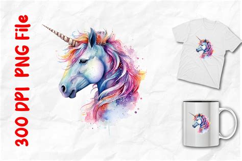 Rainbow Unicorn Watercolor By Unlimab | TheHungryJPEG