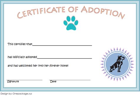 Pet Adoption Certificate Free Printable