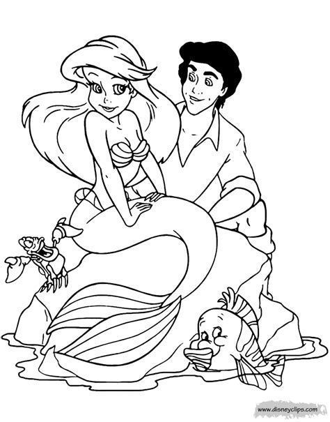 Coloring page of Ariel, Eric, Flounder and Sebastian #thelittlemermaid ...