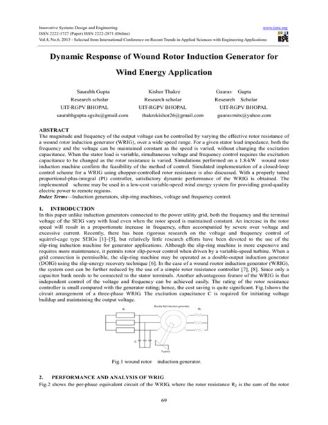 Dynamic Response of Wound Rotor Induction Generator