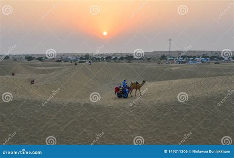 Riding Camel on Thar Desert in Jaisalmer, India Stock Photo - Image of ...