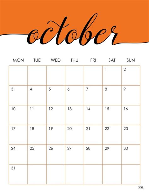 Printable October 2022 Calendar-Style 31 | October calendar, October ...