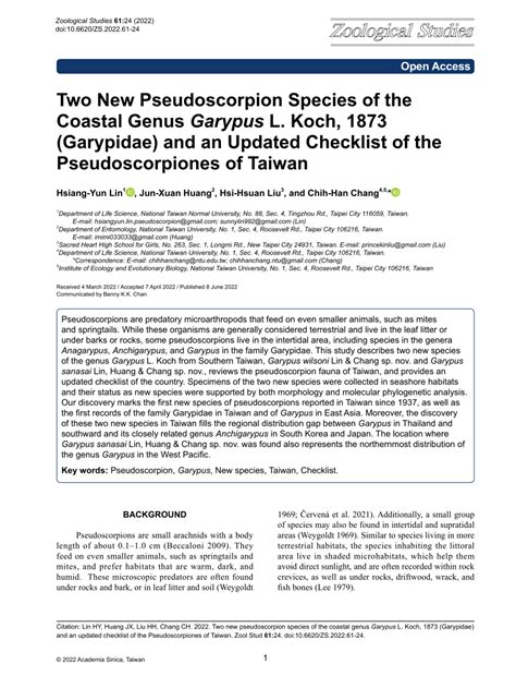 (PDF) Two New Pseudoscorpion Species of the Coastal Genus Garypus L ...