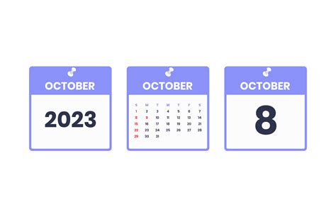 October calendar design. October 8 2023 calendar icon for schedule ...