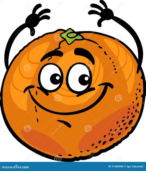 Funny Orange Fruit Cartoon Illustration Stock Vector - Illustration of ...