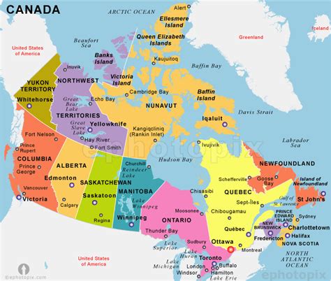 Canada Political Map with Major Cities | secretmuseum