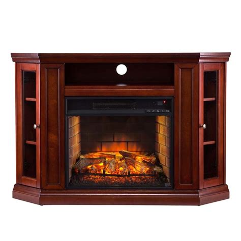 Southern Enterprises Claremont Corner Fireplace TV Stand in Mahogany ...