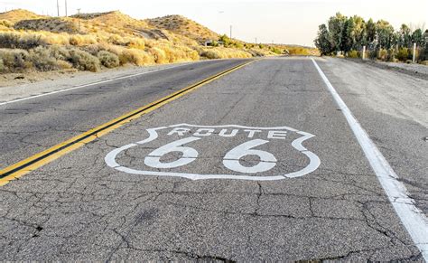 Premium Photo | Historic Route 66 with pavement sign in California, USA