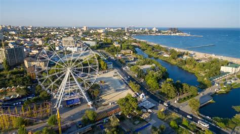 Aerial View To the Anapa City and the Amusement Park. Krasnodar Region ...