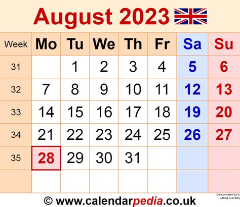 August 2023 Calendar