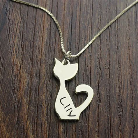 Personalized Engraved Name Cat Necklece,Fashion New Jewelry Custom Name ...