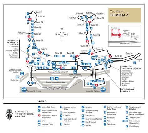 Terminal 2 layout of San Diego International Airport. Airport layouts ...