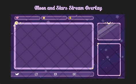 Purple Moon Stars Twitch Overlay Webcam Chat Boxes, Stream, Streaming ...