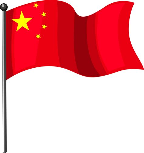 China flag with pole in cartoon style isolated on white background ...