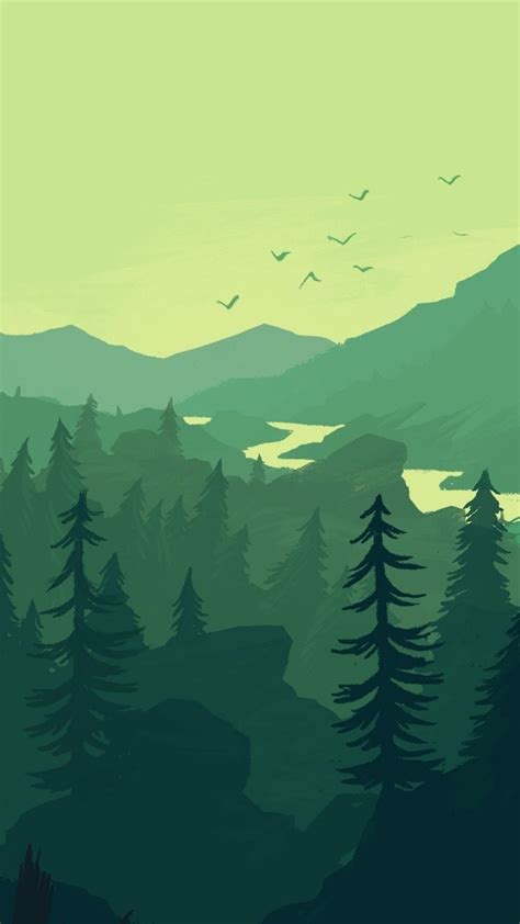 Firewatch landscape forest minimalistic iphone. Forest Wallpaper, Tree ...