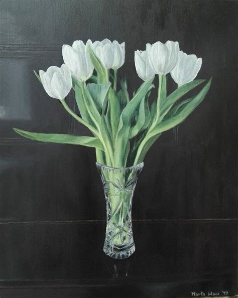 White tulips Painting by Marta Waw | Saatchi Art