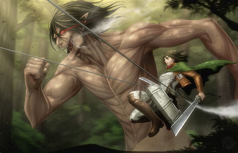 Download Eren Yeager Mikasa Ackerman Attack On Titan Anime HD Wallpaper