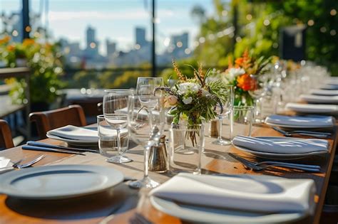 Premium Photo | Rooftop Party Table Setup