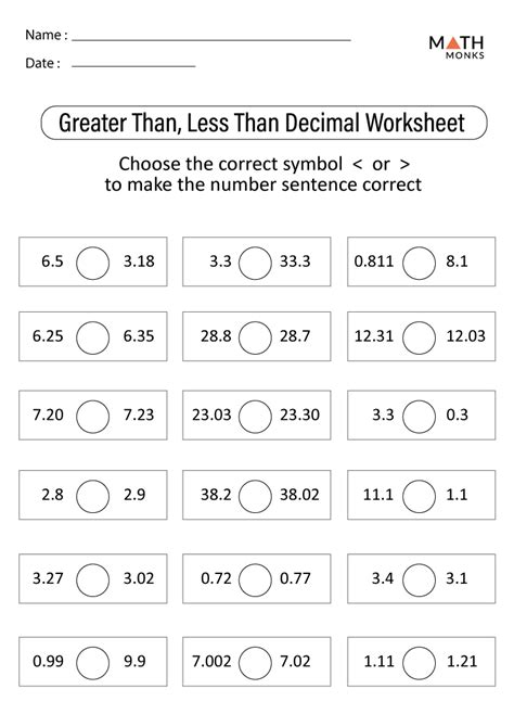 Greater Than Less Than Fractions Worksheets - Printable Word Searches