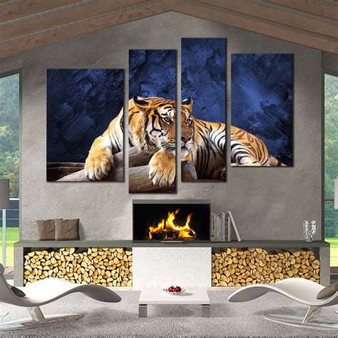 Beautiful Tiger Canvas Print, Resting Yellow Tiger Multi Canvas Artwor ...