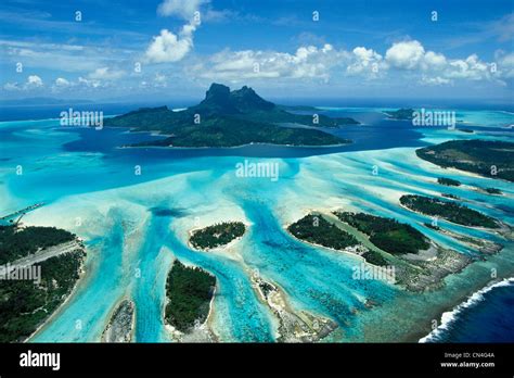 France, French Polynesia, Leeward archipelago, Bora Bora (aerial view ...