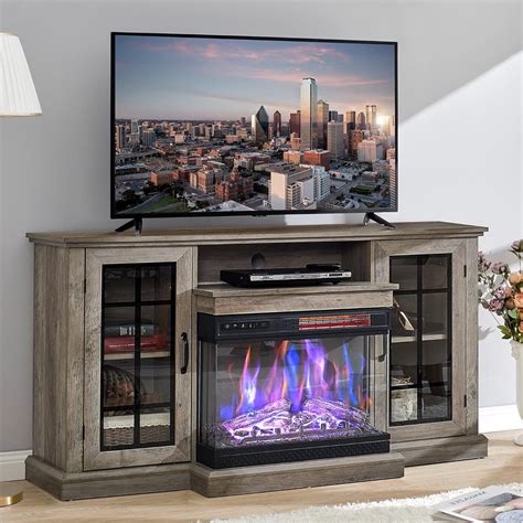 $50/mo - Finance Amerlife 59" Fireplace TV Stand, 3-Sided Glass ...